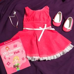 American Girl Doll pink heart dress set